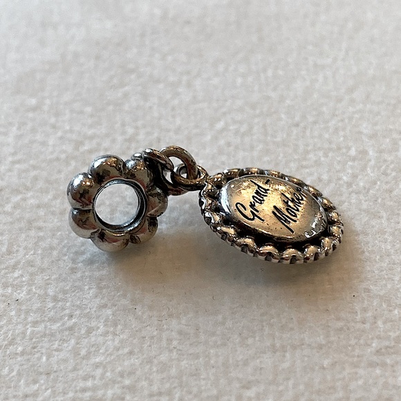SOLD Retired Pandora Grand-Mother silver dangle charm with CZ - Picture 3 of 10